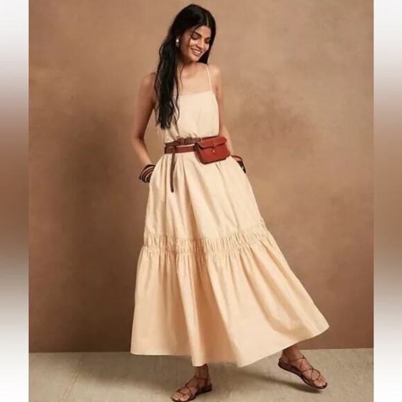 Banana Republic Poplin Backless Maxi Dress XS NWT cream - Picture 1 of 7